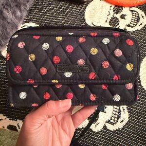 Vera Bradley Black Quilted Wallet with Colorful Dots